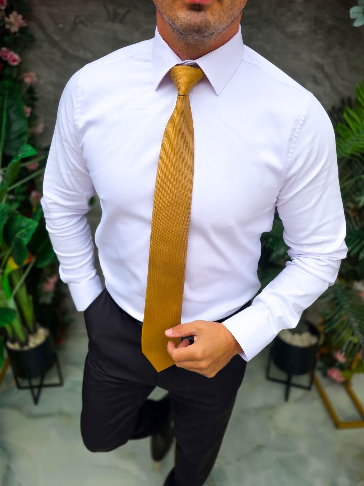 bílá slim  fit košile